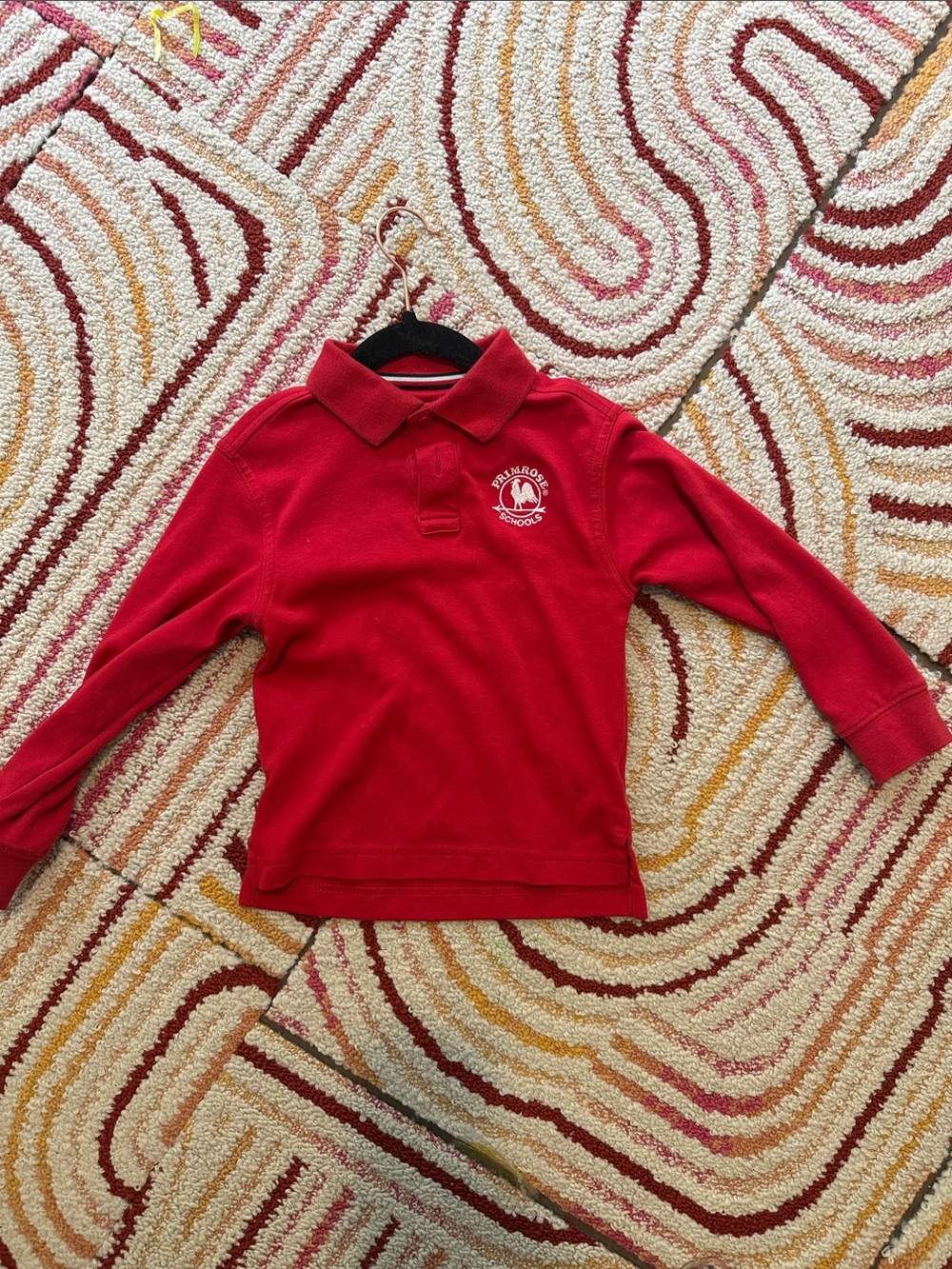 Red Long-Sleeve PRIMROSE SCHOOLS Polo Shirt for Kids with Embroidered Logo 3T